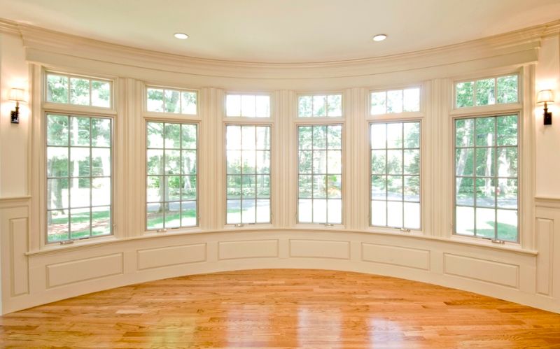 living room renovation, bow windows, bay windows, wall paneling, the wiese company
