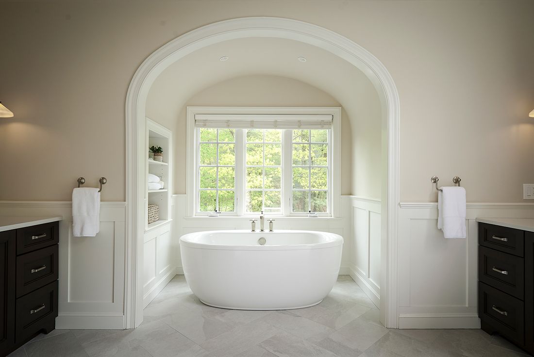 Bathroom renovation, freestanding tub, bathtub niche, traditional bath, master bath the wiese company