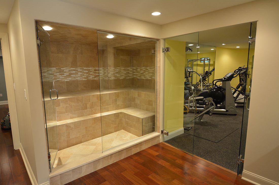 basement renovation, at home gym, steam room, the wiese company